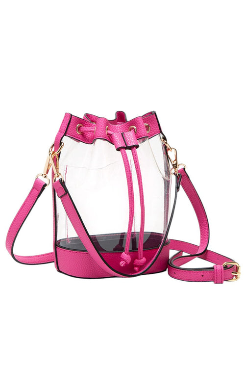 Women's Clear Crossbody Stadium Bucket Bag - Fuchsia