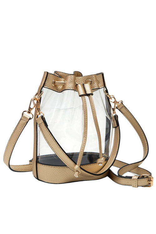 Women's Clear Crossbody Stadium Bucket Bag - Gold