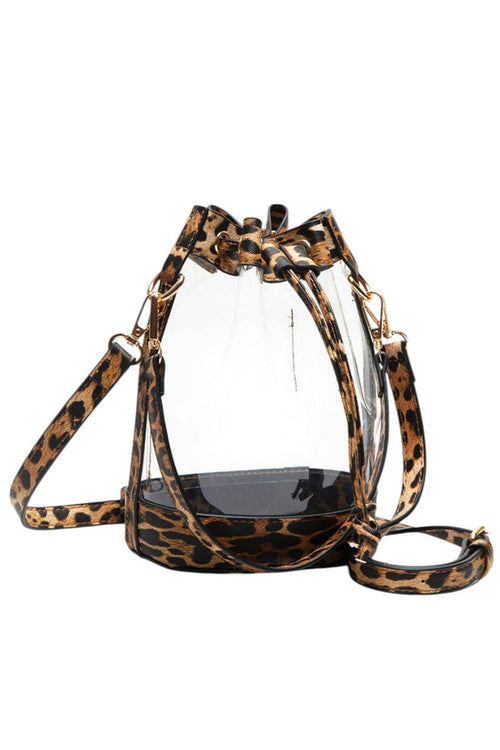 Women's Clear Crossbody Stadium Bucket Bag - Leopard