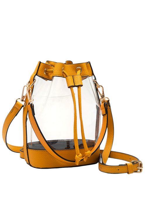 Women's Clear Crossbody Stadium Bucket Bag - Mustard