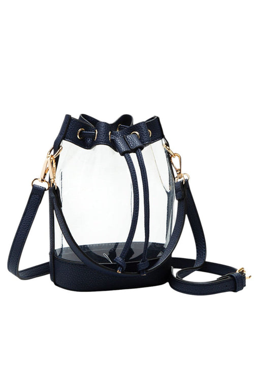 Women's Clear Crossbody Stadium Bucket Bag - Navy