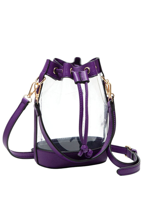 Women's Clear Crossbody Stadium Bucket Bag - Purple