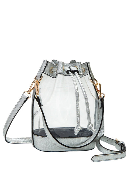 Women's Clear Crossbody Stadium Bucket Bag - Silver