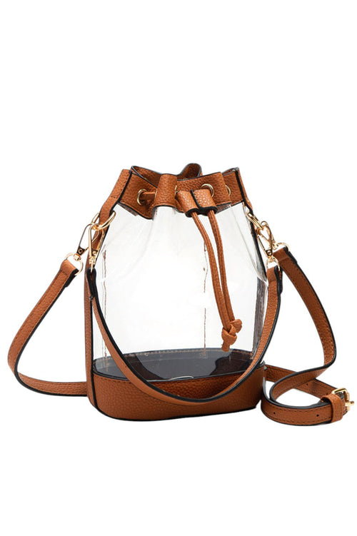 Women's Clear Crossbody Stadium Bucket Bag - Tan