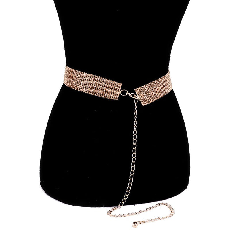 Crystal Accented Rhinestone Pave Embellished Belt Red