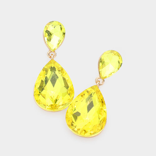 Pendientes de noche con doble lágrima de cristal - Yellow