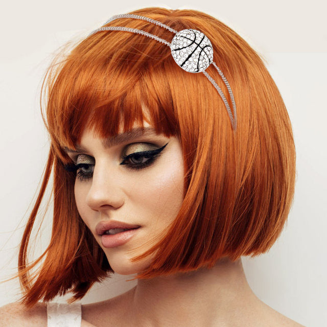 Clear, Silver Crystal Pave Basketball Game Headband