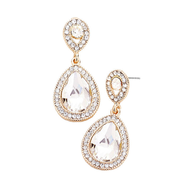 Classic Elegant Victorian Crystal Rhinestone Teardrop Evening Earrings Special Occasion, perfect set of sparkling earrings, pair these glitzy studs with any ensemble for a polished & sophisticated look. Perfect Gift Birthday, Holiday, Christmas, Valentine's Day, Anniversary, prom, wedding, sweet 16, Quinceanera, etc