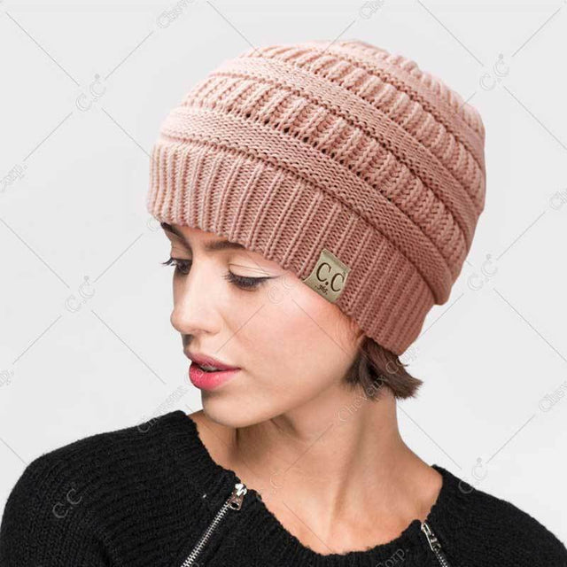 C.C Cotton Knit Beanie Hat - Hats