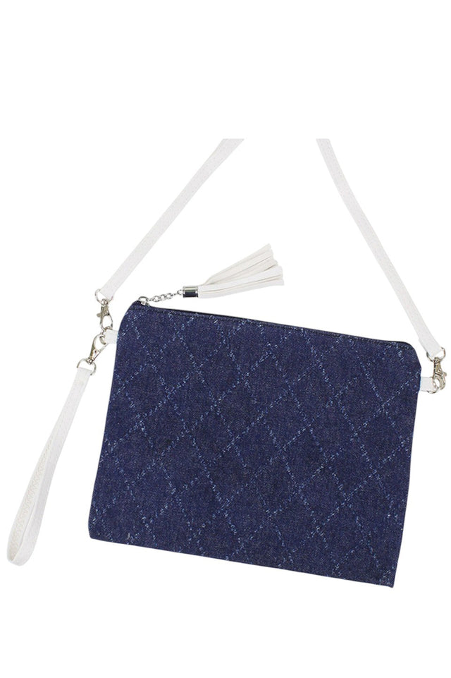 Denim Crossbody Bag with Wristlet combines casual style with practical functionality. Crafted from durable denim, it offers a versatile accessory for everyday use. The crossbody design ensures hands-free convenience, while the detachable wristlet adds flexibility for carrying essentials. Ideal for those seeking a reliable, stylish bag that adapts to various occasions. 