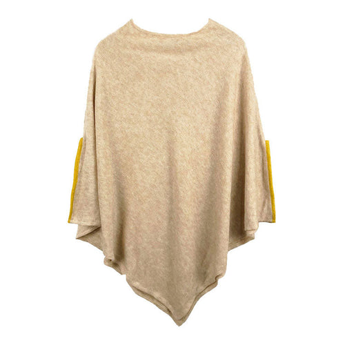 Fall Winter Sleeves Detailed Poncho - Ivory