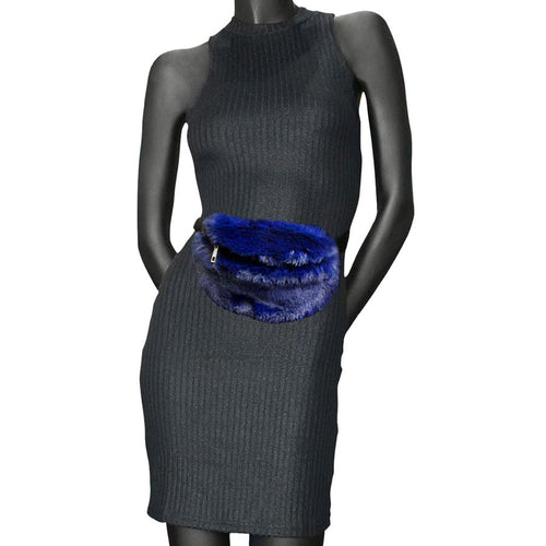 Faux Fur Fanny Pack Belt Bag - Navy