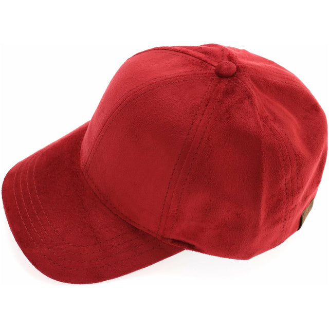 Burgundy Faux Suede CC Ball Cap combines sophisticated style with everyday practicality. Crafted from high-quality faux suede, this cap delivers a soft, luxurious feel while ensuring durability. Featuring the distinctive CC logo, it adds a refined accent to your casual wardrobe. Designed for a comfortable fit, this ball cap is ideal for enhancing your look with expert-level detail and timeless appeal. 