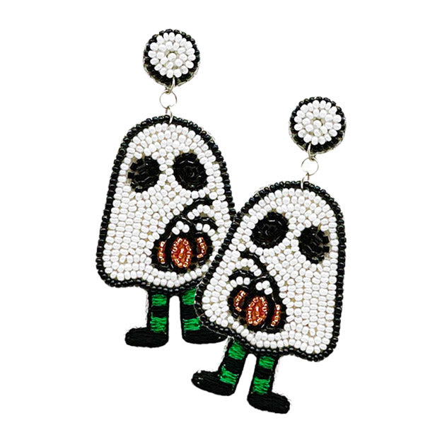 Halloween comes early with these adorable Felt Back Seed Beaded Mummy Pumpkin Dangle Earrings! The perfect accessory to spook up any outfit, these blingin' beauties combine a little bit of spook and a lot of sparkle. Slay your next costume party with the mummy pumpkins in style!