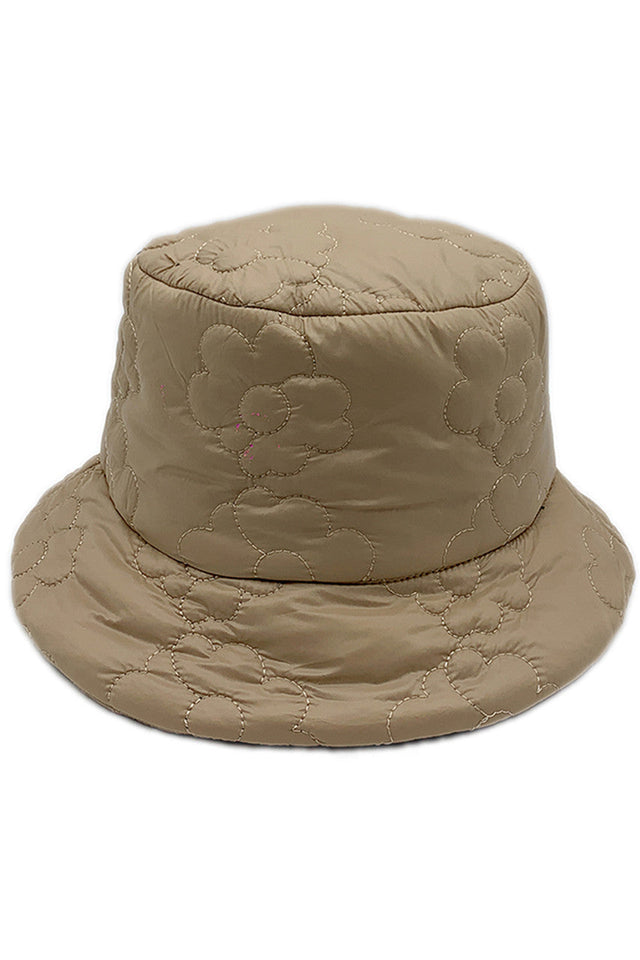 Flower Padded Bucket Hat - Beige - Bucket Hat