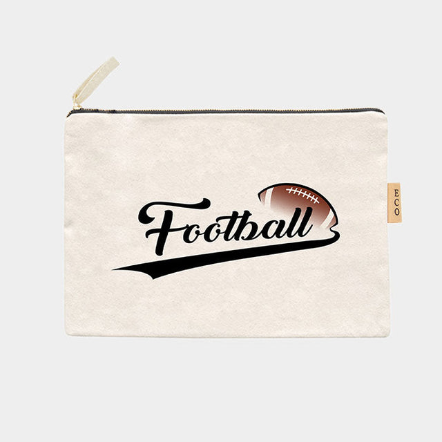 Ivory Football Message Cotton Canvas Eco Pouch Bag