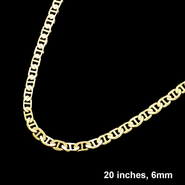 Gold Gold Plated 20 Inch 6mm Mariner Metal Chain Necklace