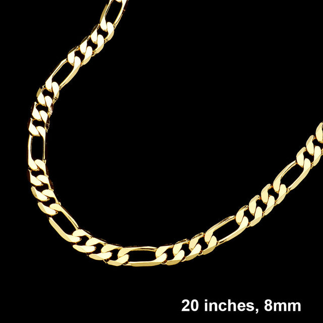 Gold Gold Plated 20 Inch 8mm Figaro Metal Chain Necklace
