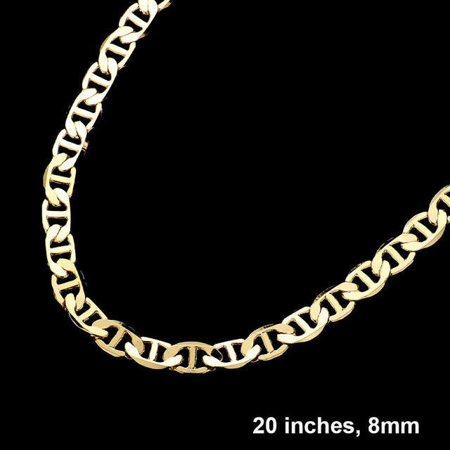 Gold Gold Plated 20 Inch 8mm Mariner Metal Chain Necklace