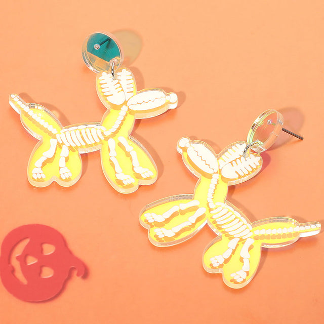 AB Halloween Skeleton Balloon Dog Dangle Earrings