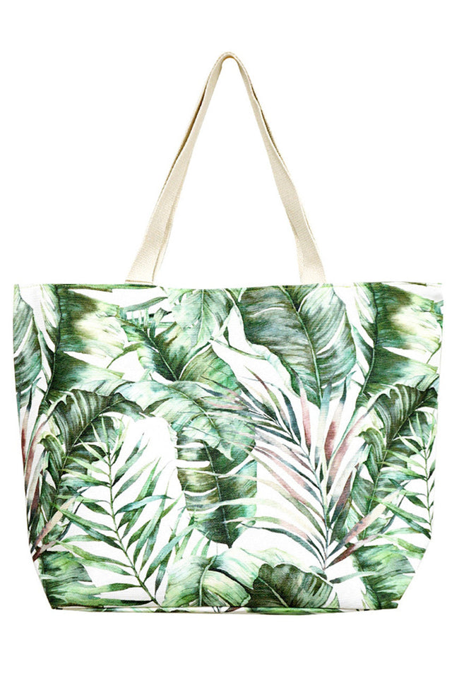 Green Hand Drawn Print Tropical Leaves Tote Bag features a meticulously crafted design that showcases elegant tropical foliage artwork. Made from durable materials, this tote offers ample space and sturdy handles for comfortable, everyday use. Its refined aesthetic and practical construction make it an excellent choice for those seeking a stylish yet functional accessory for work, shopping, or leisure.