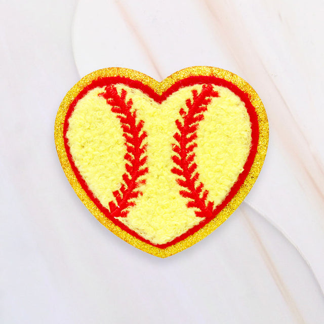 Red, Yellow Heart Shaped Softball Patch