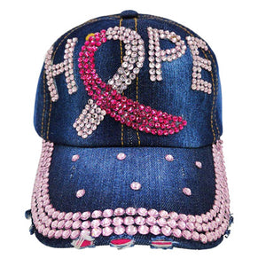 Gear up for the game with a bit of glitter and a lot of HOPE! Show off your pride with our bling-tastic Hope Message Bling Pink Ribbon Baseball Cap. Featuring a silver Hope sticker and a trendy pink ribbon, it's the perfect blend of style and message. So get ready to sport your 'tude with this cool cap!