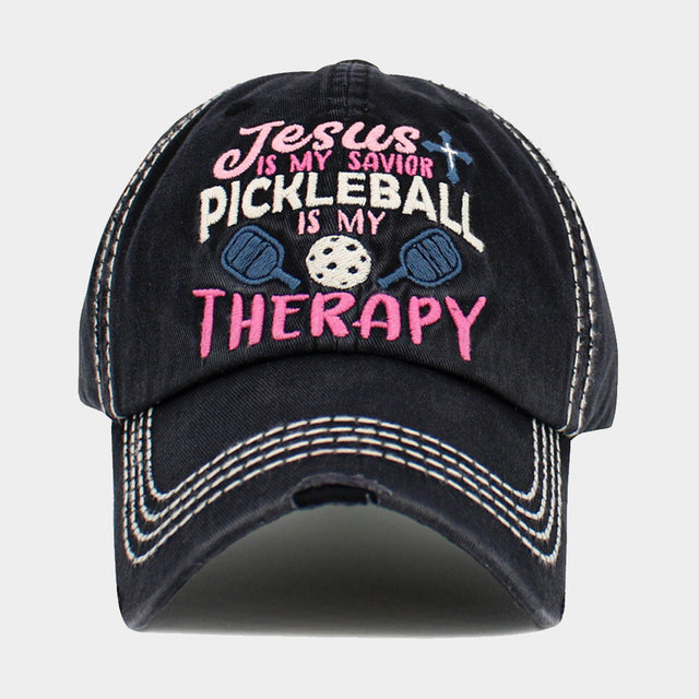 Black JESUS is My Savior PICKLEBALL is My Therapy Message Vintage Baseball Cap