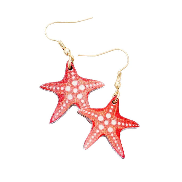 Wood Watercolor Sea Life Dangle Earrings, show off your fun, playful, trendy style when you wear these Fishhooks. • Fruits, Wood• Size : 1" X 1.75"• Fish Hook Back