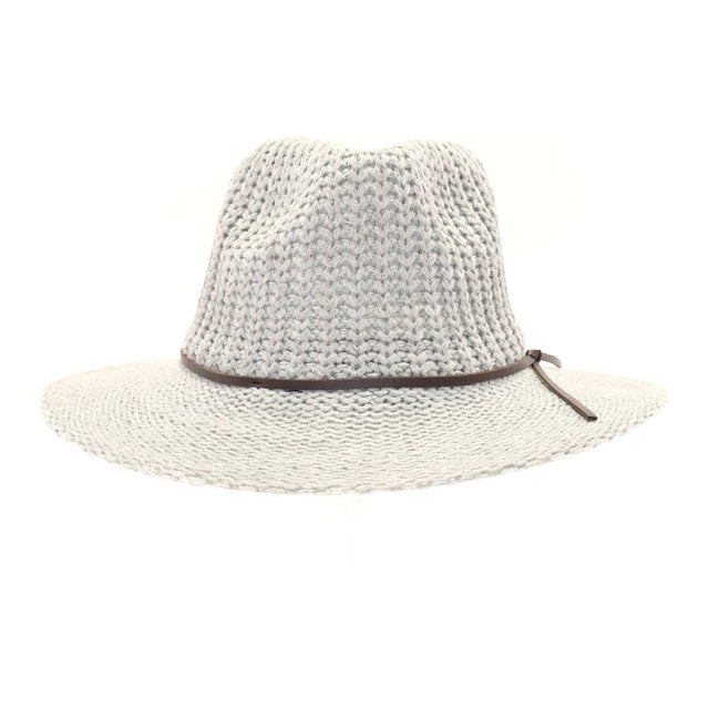 Lt-Grey-This Knit Fedora Hat with Leather Cord combines classic style with modern craftsmanship. Expertly knitted for a comfortable fit, it features a sleek leather cord detail that adds a refined touch. Ideal for elevating your everyday look, this hat offers both warmth and sophistication, making it a versatile accessory for any wardrobe.

A favorite C.C hat style now available for the fall and winter!&nbsp; This knit Fedora Hat has the sweetest leather cord as an accent.