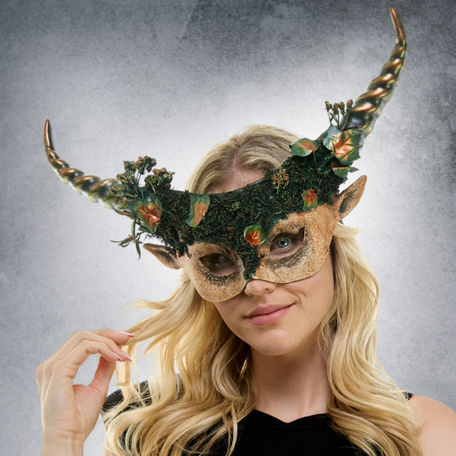Green Leaf Embellished Enchanted Forest Honed Masquerade Halloween Mask