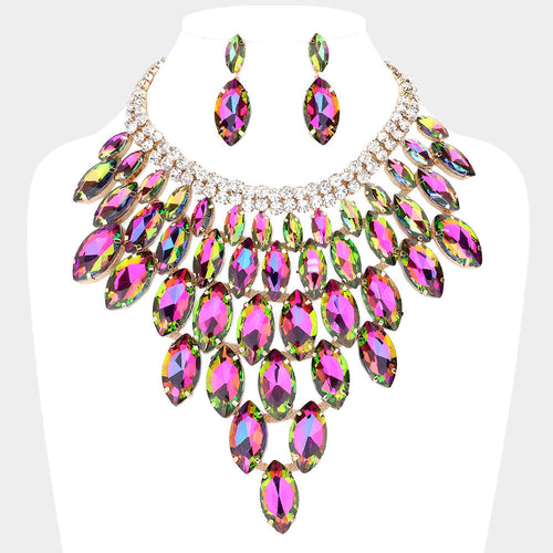 Collar de noche con racimo de piedras marquesa y enredadera - Default Title