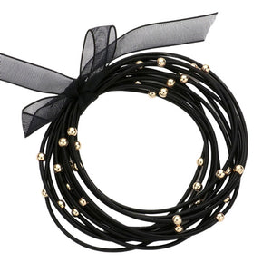 12PC Metal Ball Pointed Black Guitar String Stackable Stretch Bracelets can light up any outfit,  fabulous fashion and sleek style add a pop of pretty color coordinating with any ensemble from business casual to everyday wear. Perfect Birthday Gift, Anniversary Gift, Christmas Gift, Regalo Cumpleanos, Regalo Navidad, etc