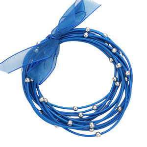 12PC Metal Ball Pointed Blue Guitar String Stackable Stretch Bracelets can light up any outfit,  fabulous fashion and sleek style add a pop of pretty color coordinating with any ensemble from business casual to everyday wear. Perfect Birthday Gift, Anniversary Gift, Christmas Gift, Regalo Cumpleanos, Regalo Navidad, etc