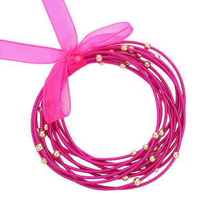 12PC Metal Ball Pointed Fuchsia Guitar String Stackable Stretch Bracelets can light up any outfit,  fabulous fashion and sleek style add a pop of pretty color coordinating with any ensemble from business casual to everyday wear. Perfect Birthday Gift, Anniversary Gift, Christmas Gift, Regalo Cumpleanos, Regalo Navidad, etc