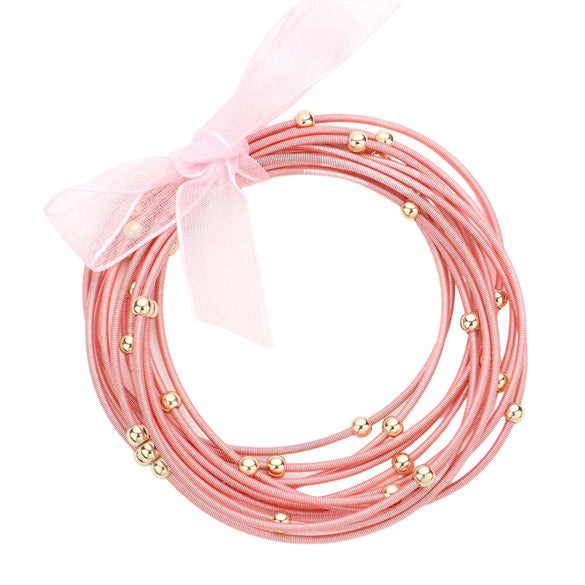 12PC Metal Ball Pointed Pink Guitar String Stackable Stretch Bracelets can light up any outfit,  fabulous fashion and sleek style add a pop of pretty color coordinating with any ensemble from business casual to everyday wear. Perfect Birthday Gift, Anniversary Gift, Christmas Gift, Regalo Cumpleanos, Regalo Navidad, etc