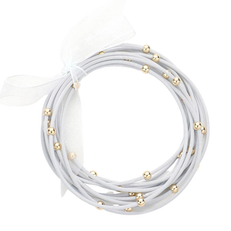 12PC Metal Ball Pointed White Guitar String Stackable Stretch Bracelets can light up any outfit,  fabulous fashion and sleek style add a pop of pretty color coordinating with any ensemble from business casual to everyday wear. Perfect Birthday Gift, Anniversary Gift, Christmas Gift, Regalo Cumpleanos, Regalo Navidad, etc