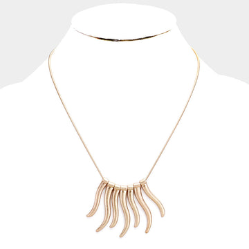 Worn Gold Metal Bar Fringe Necklace
