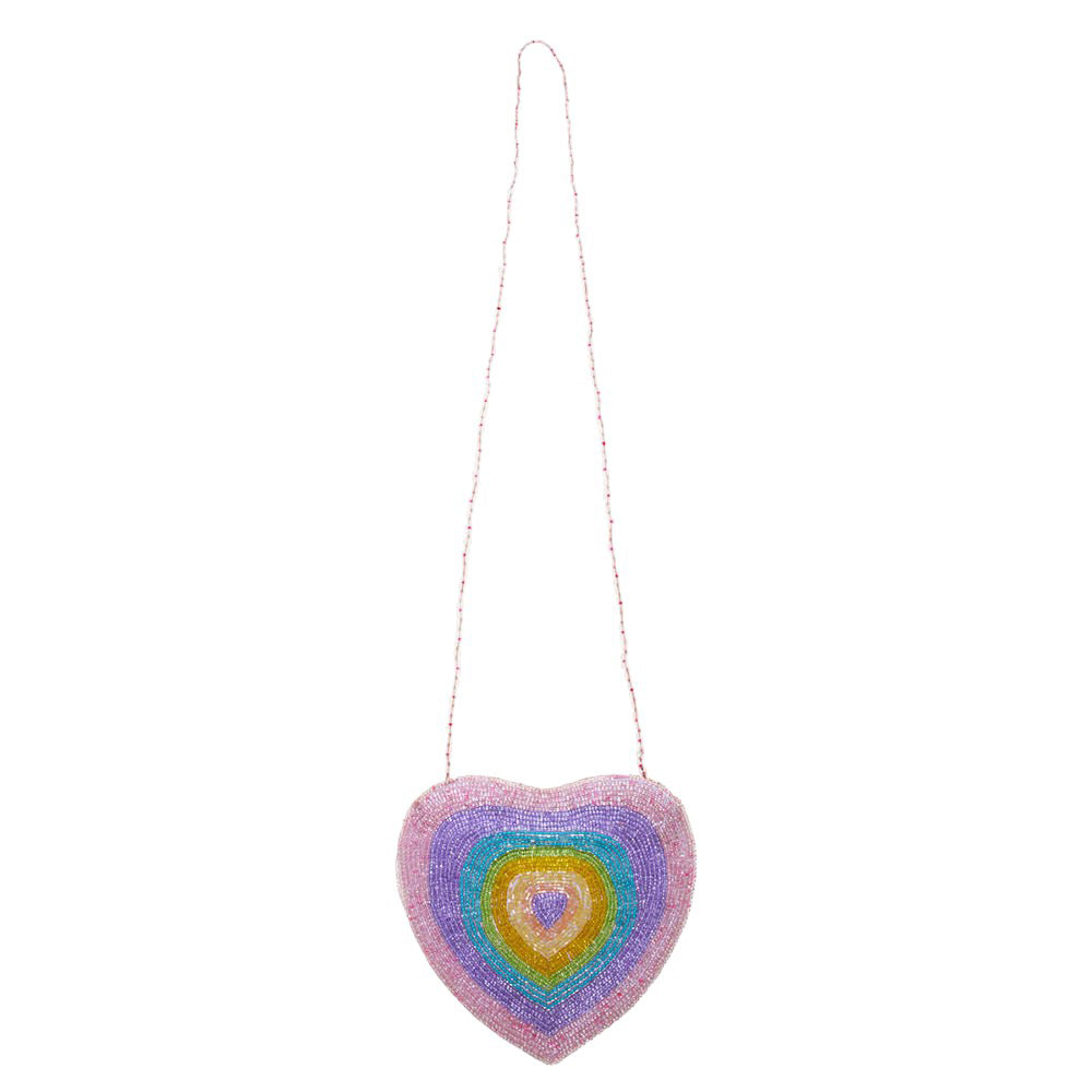 Multi Heart Beaded Mini Crossbody Bag, is the perfect accessory for adding some fun to your outfit. With its delicate heart-shaped beads, it is sure to catch the eye. At just the right size to hold your essentials, it is both stylish and practical. Elevate your style with this unique bag.