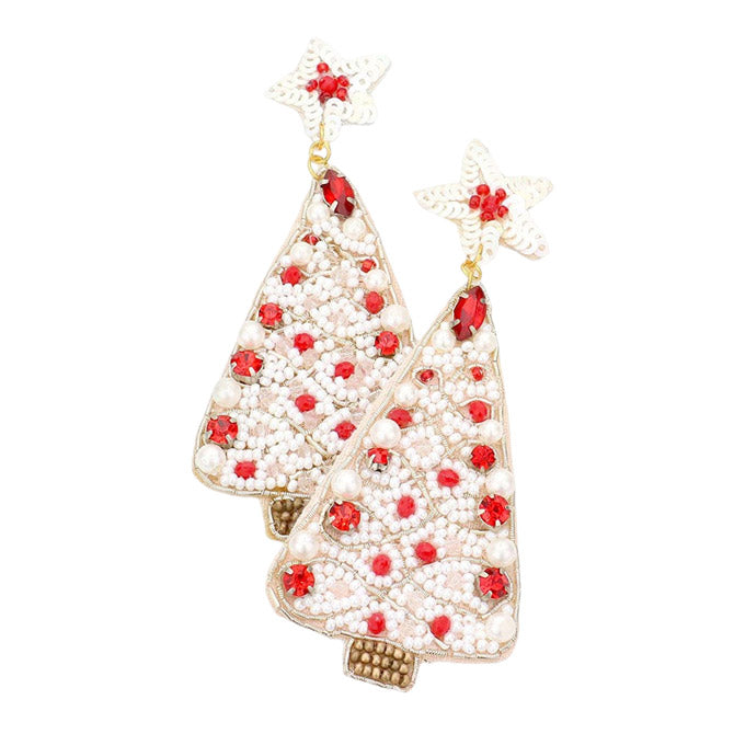 Felt Back Multi Beaded Christmas Tree Dangle Earrings. Celebrate the holidays properly sporting the Christmas Tree Dangle Earrings. They will dangle on earlobes & bring a smile to those who look at you. Christmas Tree dangle super cute and fashionable, lightweight and great for all-day wear! Gifts idea for Christmas.