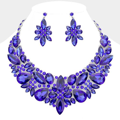 Multi Stone Evening Necklace - Blue