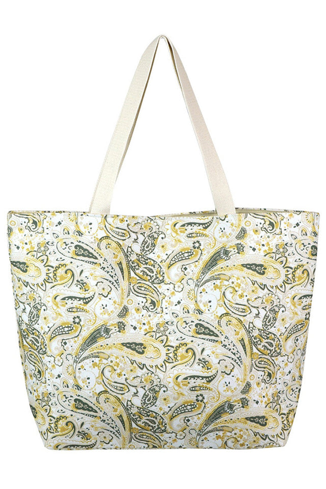 Paisley Tote Bag combines timeless design with practical functionality. Crafted from durable materials, it offers ample space for daily essentials while maintaining a stylish silhouette. Its intricate paisley pattern adds a sophisticated touch, making it suitable for both casual outings and professional settings. Designed for comfort and versatility, this tote is an expert choice for those seeking elegance and utility in one accessory. 