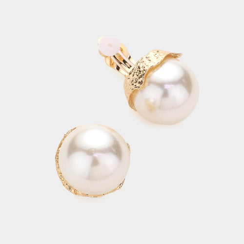 Pearl Clip On Earrings - Cream