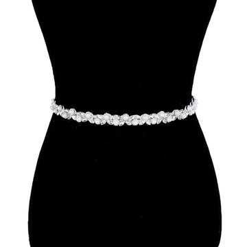 Clear Silver Pearl Crystal Rhinestone Floral Bridal Wedding Belt Headband. A timeless selection, Bridal Belt, Rhinestone Belt, Bridal Belt Sash, Wedding Belt is exceptionally elegant, adding an exquisite detail to your wedding dress or tie it on your hair for a glamorous to any outfit.