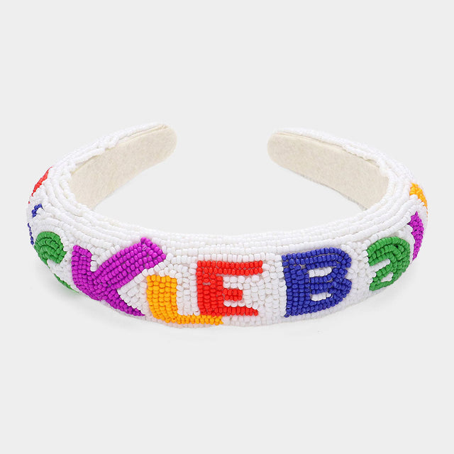 Multi PickleBall Message Beaded Headband