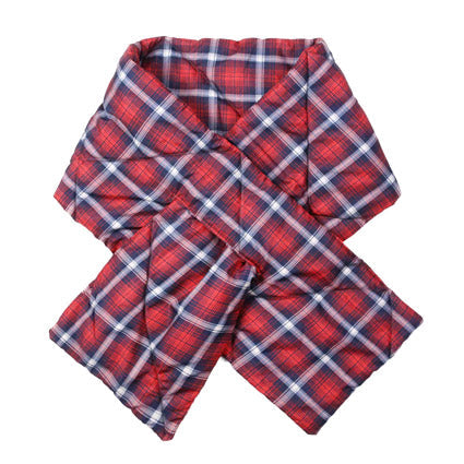 Plaid Check Puffy Scarf Check Quilted Pull Thru Scarf - Red