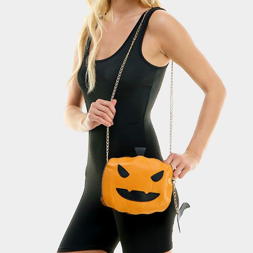 Pumpkin Bat Crossbody Bag - Orange