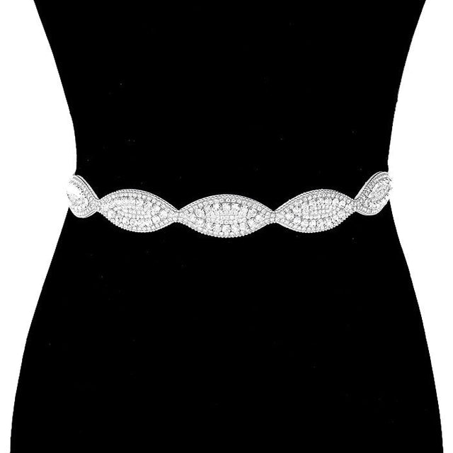 Silver Rhinestone Pave Sash Ribbon Crystal Bridal Wedding Belt Headband Tie, timeless selection, sparkling rhinestone crystal Bridal Belt Sash, is exceptionally elegant, adding an exquisite detail to your wedding dress. Tie on your hair for a glamorous, beautiful headband elevating your hairdo on your super special day.