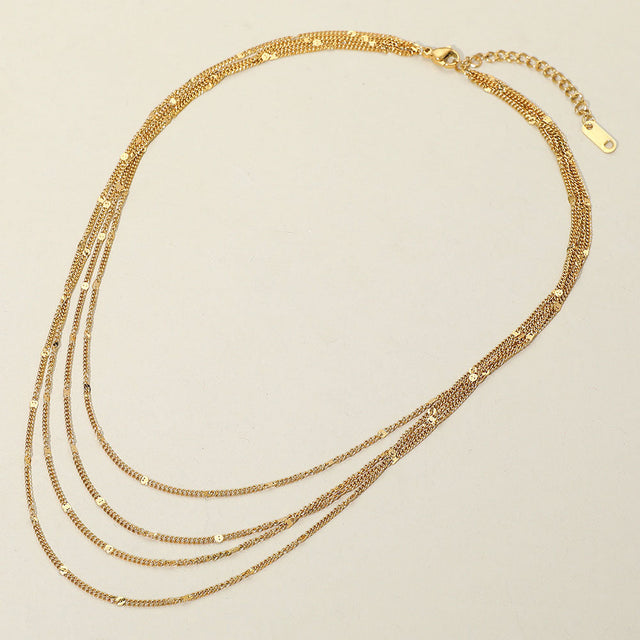 Gold SECRET BOX_Stainless Steel Layered Chain Necklace