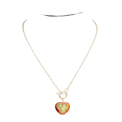 Collar con colgante de corazón semiprecioso - Amarillo